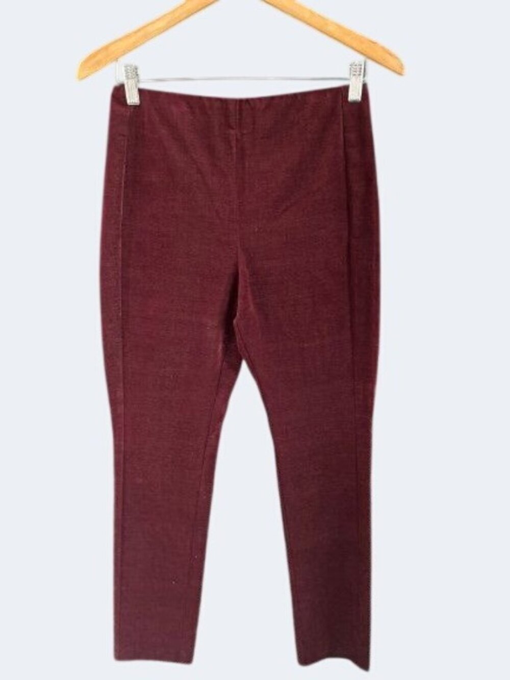 Theory Womens Pants in Burgundy Slim-Fit Cotton Velvet Holliday Evening Size 8